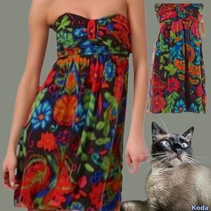 NWT $330 Anthropologie | Shoshanna | Silk |Tropical Floral Print Strapless Dress